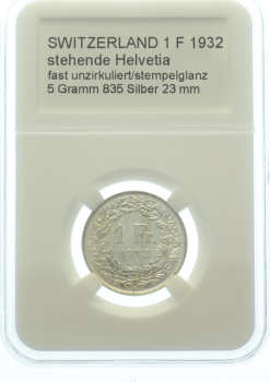 Preview: Schweiz 1 Franken 1932 B - fast unzirkuliert/stempelglanz Preview: Schweiz 1 Franken 1932 B - fast unzirkuliert/stempelglanz